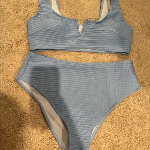 Blue Ribbed Bikini Set - Picture 3 of 3
